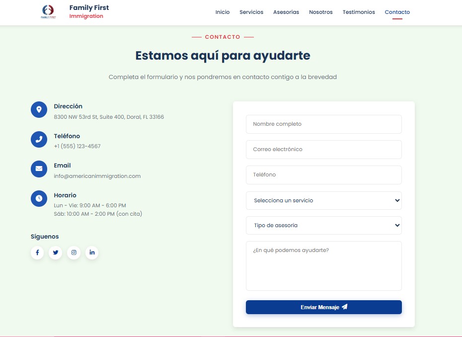Sección de Contacto