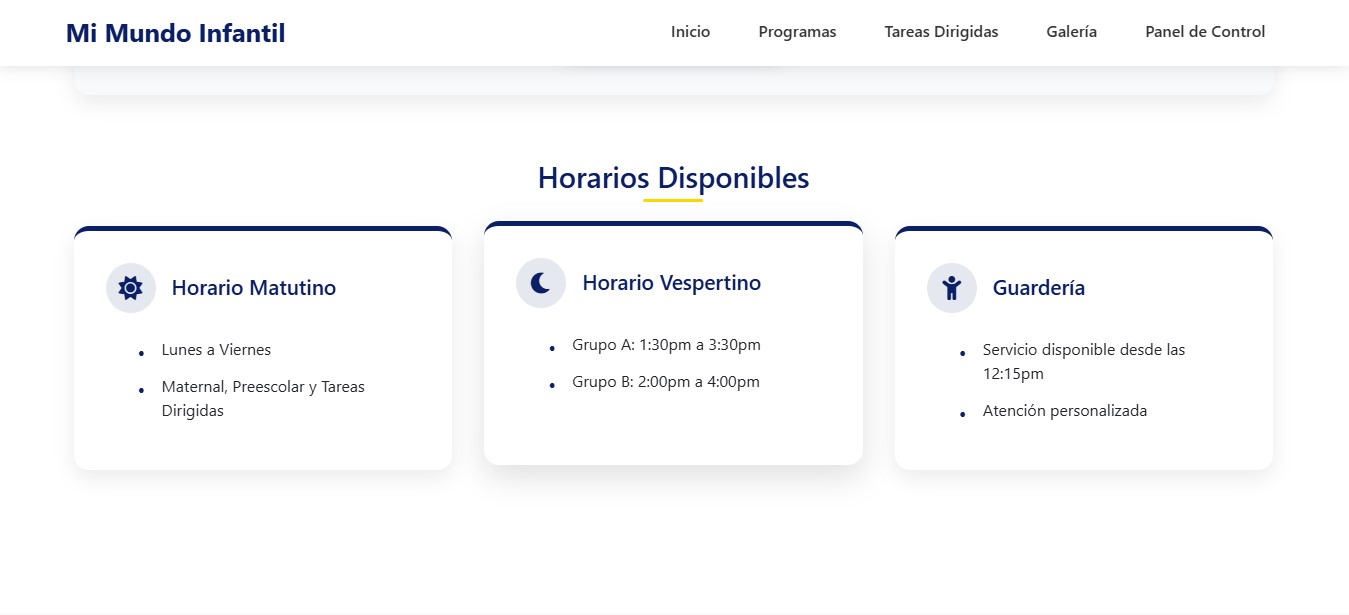 Horarios de la Institución