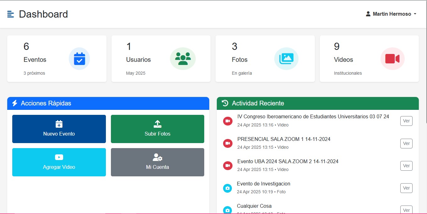 Dashboard de Gestión de Eventos