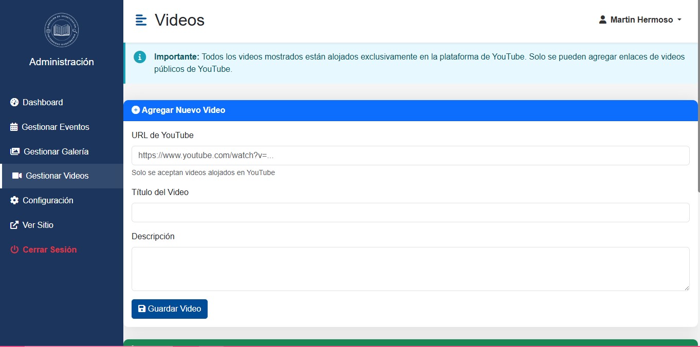 Gestor de videos